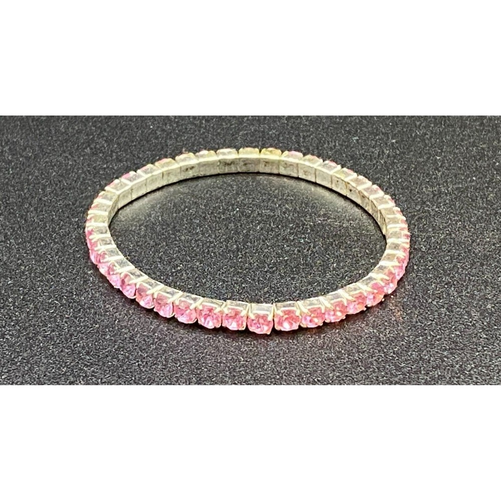 Light Pink Crystal Expandable Bracelet Good Condition VINTAGE - Picture 3 of 3